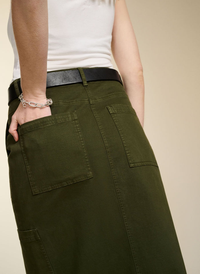 Irma Organic Cotton Skirt - Dark Olive Baukjen