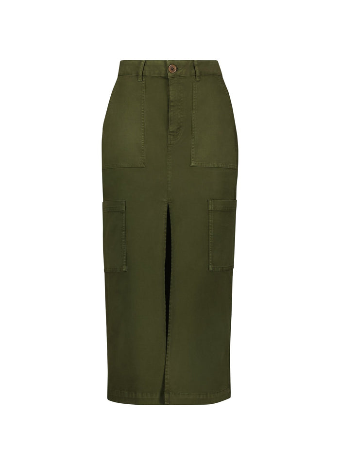 Irma Organic Cotton Skirt - Dark Olive Baukjen
