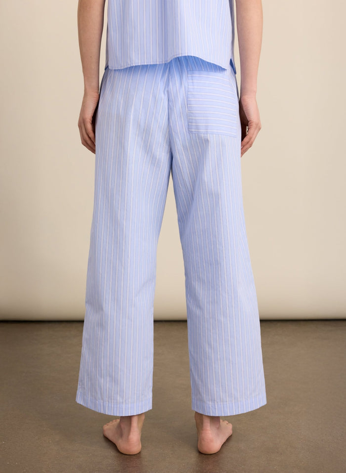 Iva Organic Cotton Stripe Pyjama Trousers - Blue & White Stripe Baukjen