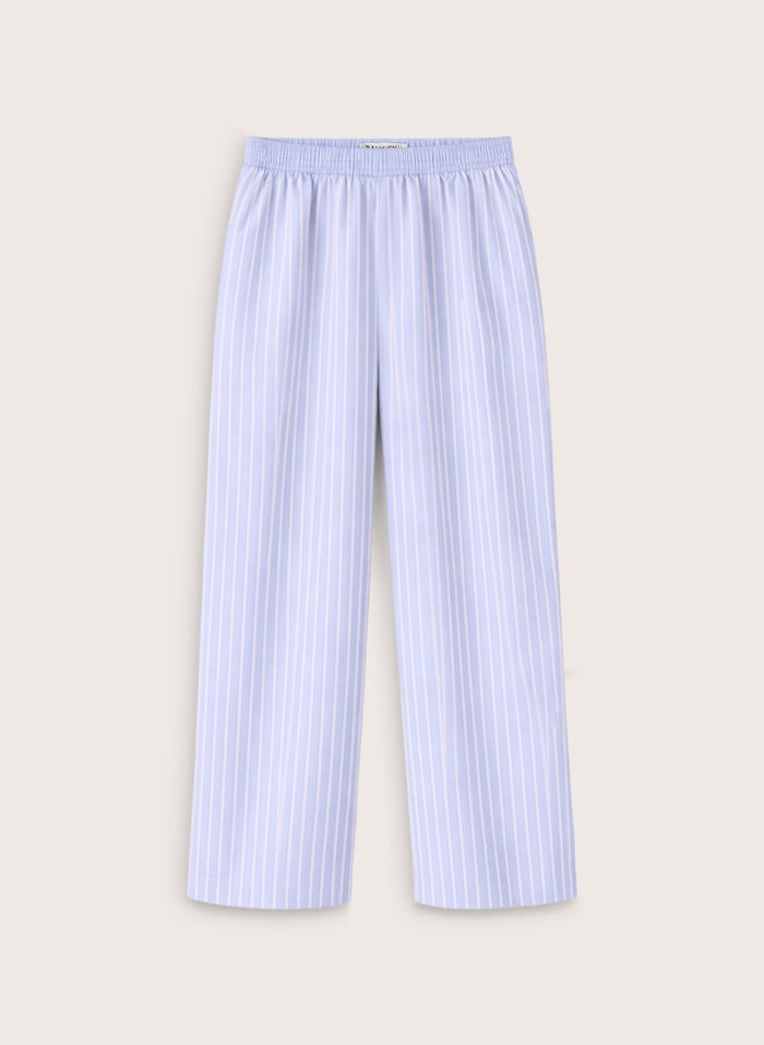 Iva Organic Cotton Stripe Pyjama Trousers - Blue & White Stripe Baukjen