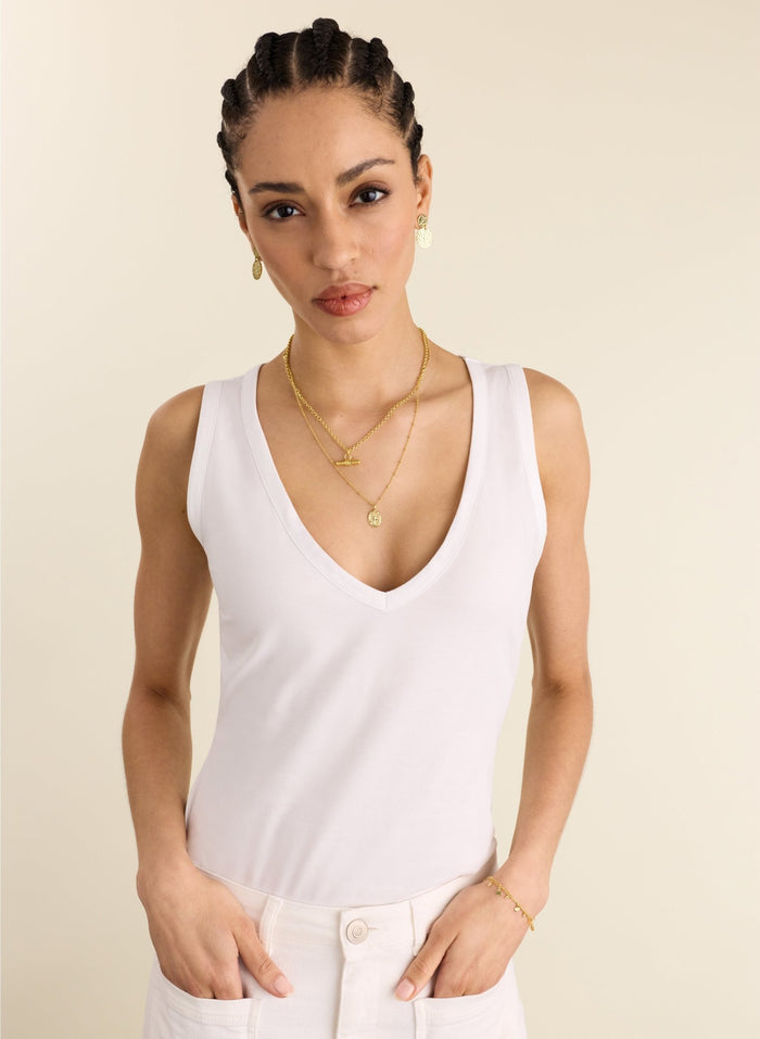 Jada Organic Cotton V - Neck Tank - Pure White Baukjen