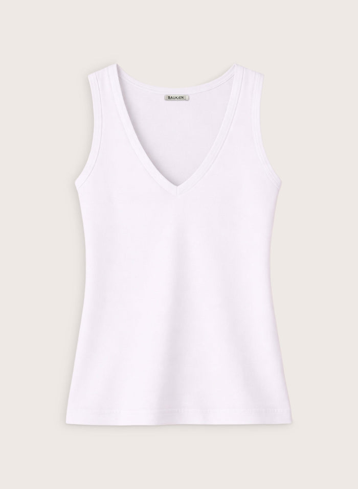 Jada Organic Cotton V - Neck Tank - Pure White Baukjen