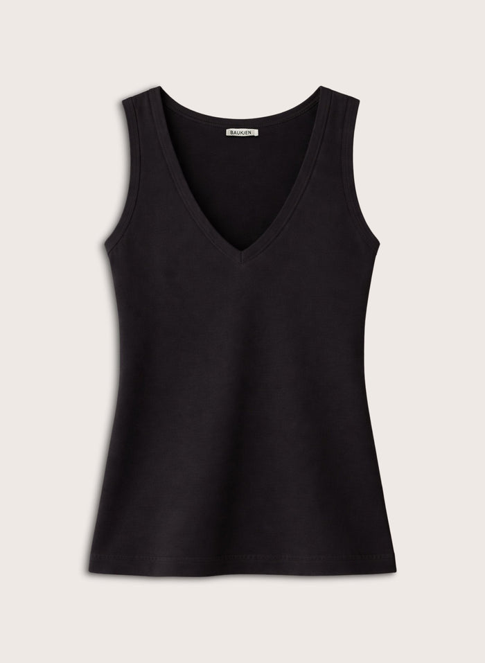 Jada Organic Cotton V - Neck Tank - Caviar Black Baukjen