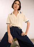 Janice Organic Cotton Knitted Polo Top - Cream Baukjen