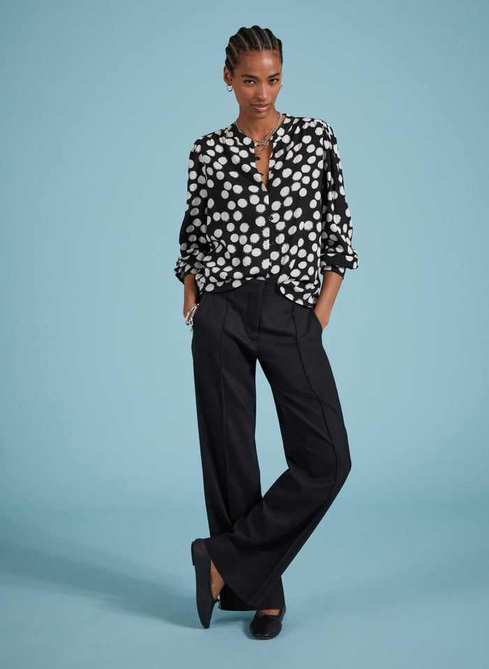 Jaqueline Printed Blouse - Black Painted Polka Baukjen