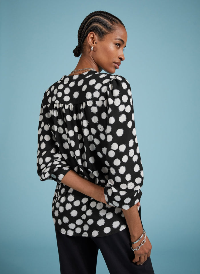 Jaqueline Printed Blouse - Black Painted Polka Baukjen