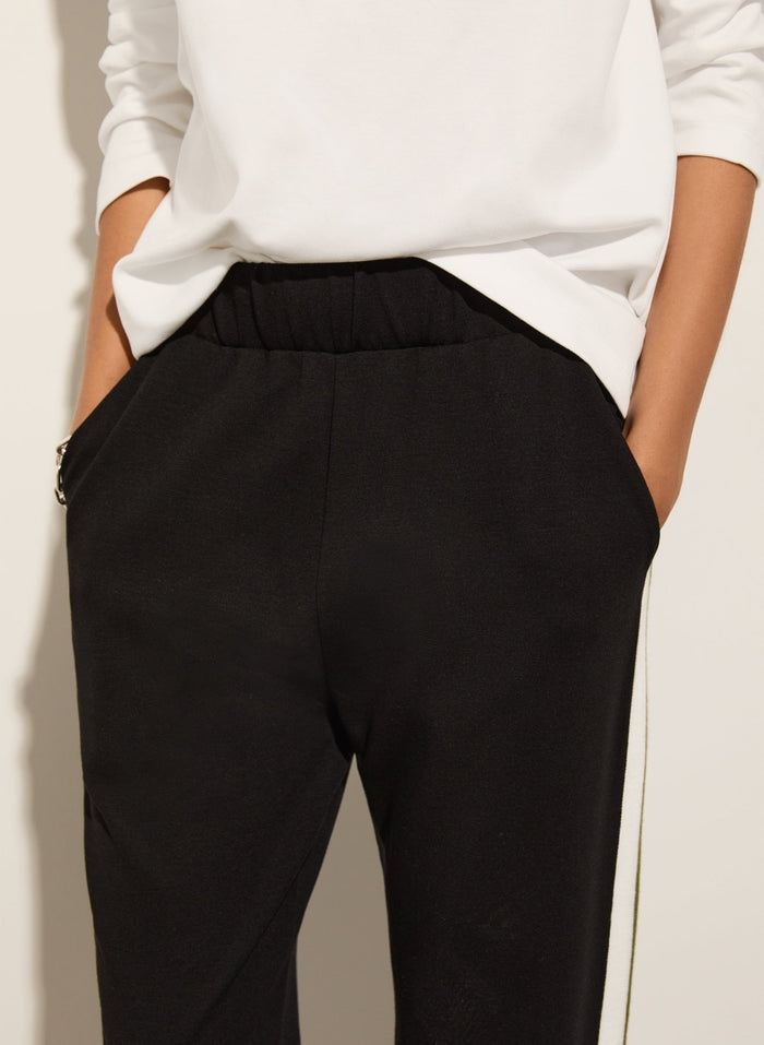 Jay Side Stripe Tapered Trousers - Caviar Black & Olive Baukjen