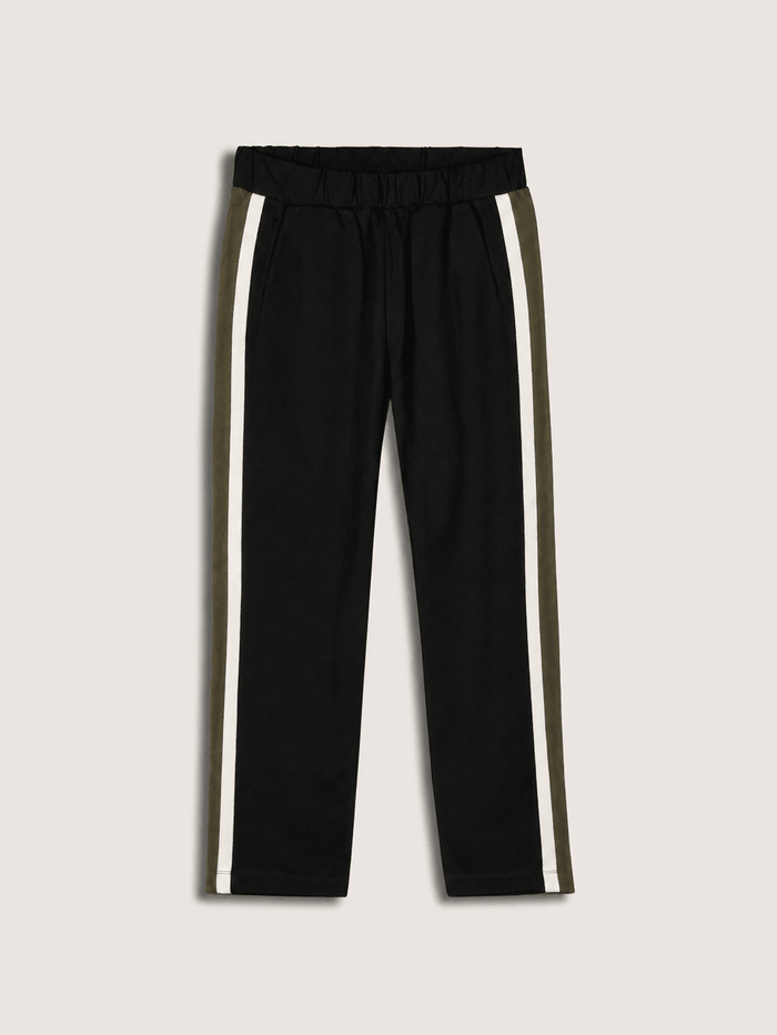 Jay Side Stripe Tapered Trousers - Caviar Black & Olive Baukjen
