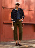 Jena Organic Cotton Stretch Wide Crop Jeans - Dark Olive Baukjen