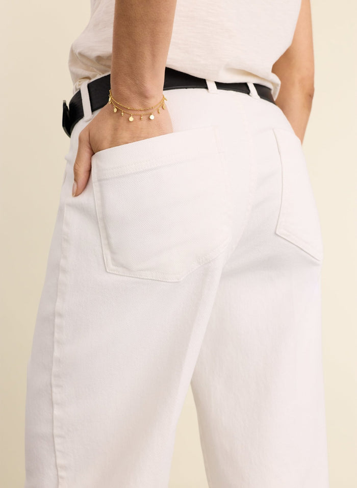 Jena Organic Cotton Stretch Wide Crop Jeans - Soft White Baukjen