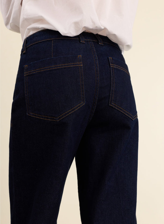Jena Organic Cotton Stretch Wide Crop Jeans - Dark Denim Baukjen