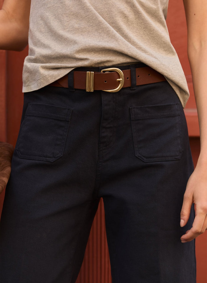 Jena Organic Cotton Stretch Wide Crop Jeans - French Navy Baukjen