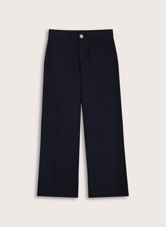 Jena Organic Cotton Stretch Wide Crop Jeans - French Navy Baukjen