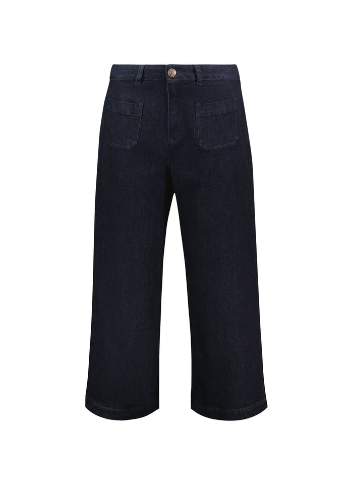 Jena Organic Cotton Stretch Wide Crop Jeans - Dark Denim Baukjen