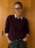 Jennifer V - Neck Merino Wool Jumper - Plum Baukjen