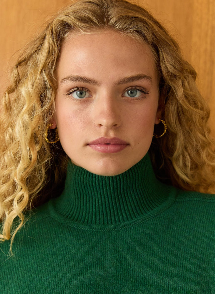 Joanie Recycled Pure Wool Jumper - Forest Green Baukjen
