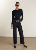 Kim Straight Leg Mid Rise Jeans - Washed Black Baukjen