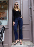Kim Straight Leg Mid Rise Jeans - Dark Denim Baukjen