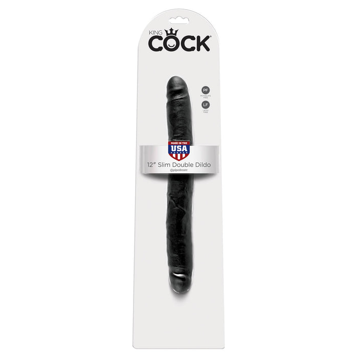 King Cock Ultra Realistic 12 Inch Black Slim Double Dildo