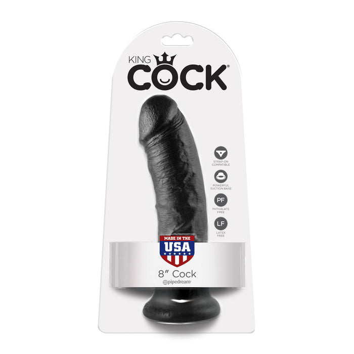 King Cock Ultra Realistic 8 Inch Black Dildo With Suction Cup