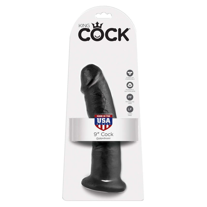 King Cock Ultra Realistic 9 Inch Black Dildo With Suction Cup