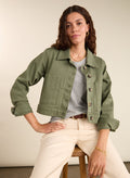 Kristi Organic Cotton Cropped Denim Jacket - Light Khaki Baukjen