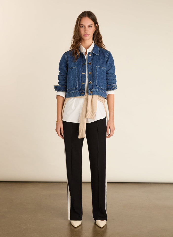 Kristi Organic Cotton Cropped Denim Jacket - Mid Wash Indigo Baukjen