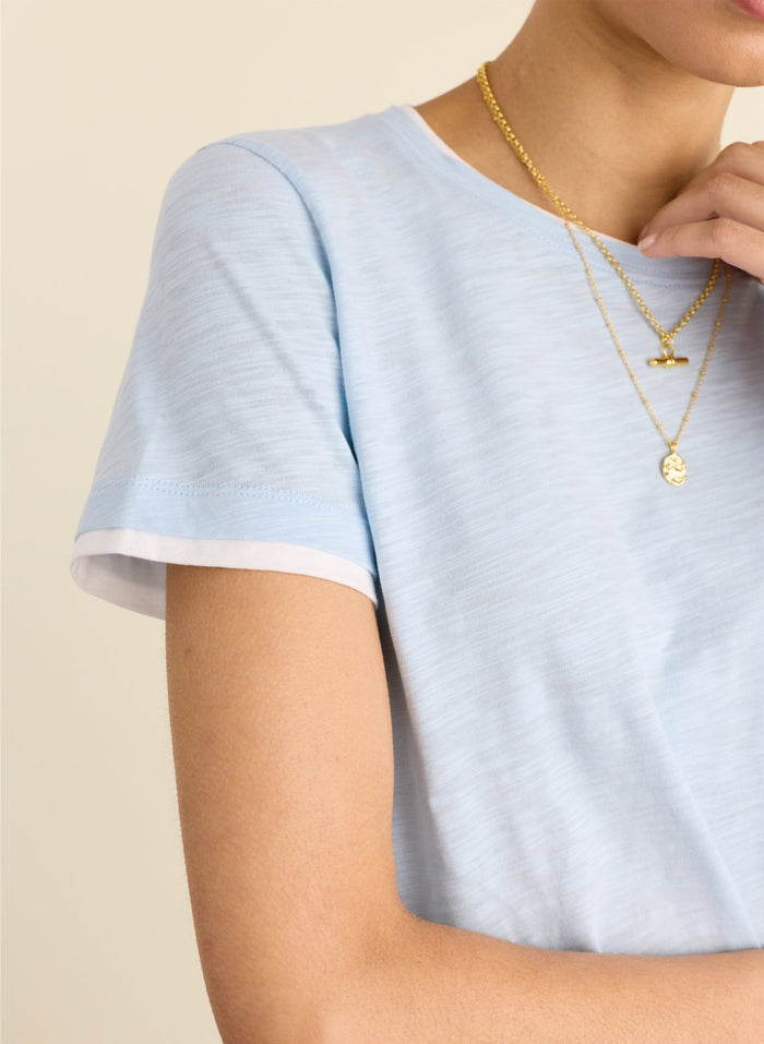 Lally Organic Cotton Layer Tee - Ice Blue Baukjen