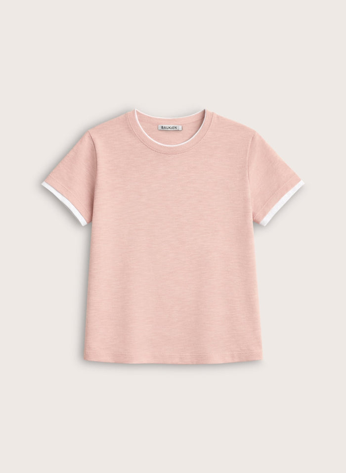 Lally Organic Cotton Layer Tee - Pastel Pink Baukjen