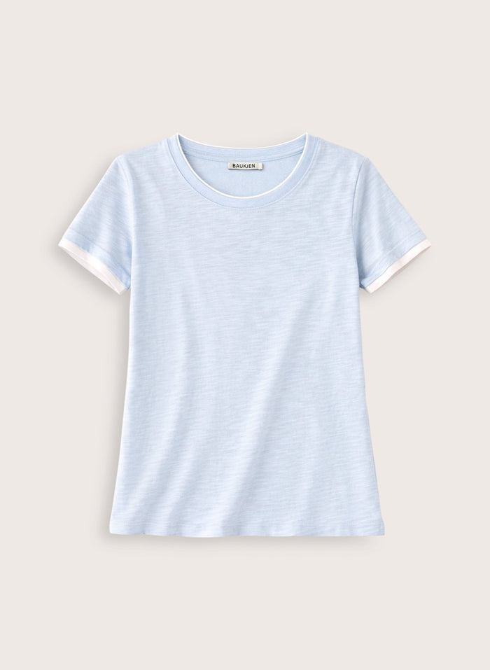 Lally Organic Cotton Layer Tee - Ice Blue Baukjen