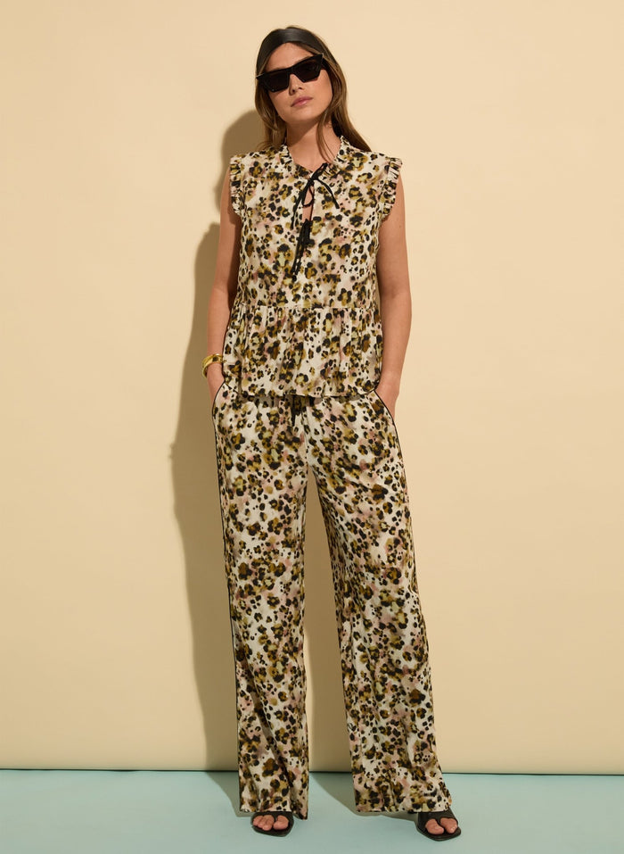 Lauren Printed Wide Leg Trousers - Brown Cheetah Baukjen