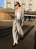 Lester Linen Blend Wide Leg Trousers - Black & White Check Baukjen