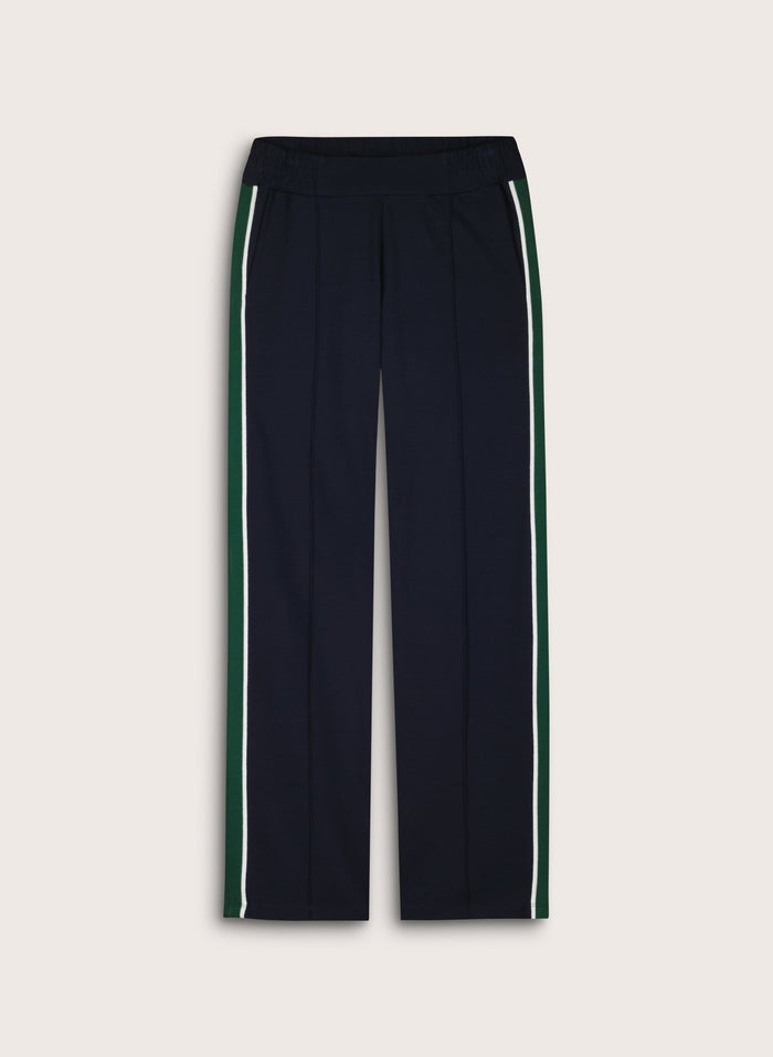 Lisa Side Stripe Trousers - Navy, Green & White Baukjen