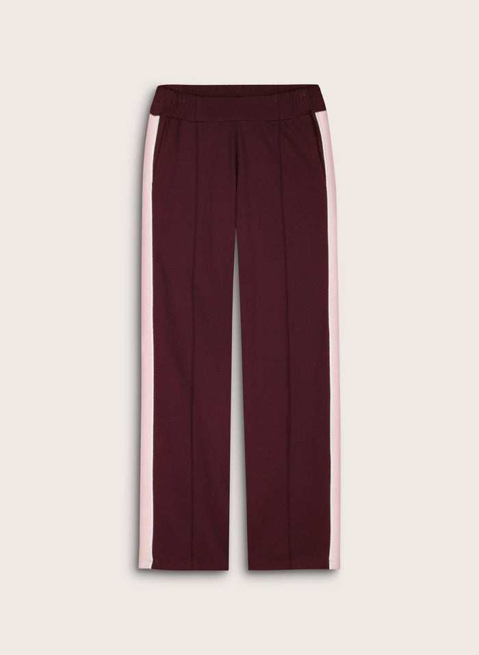 Lisa Side Stripe Trousers - Plum, Pink & White Baukjen