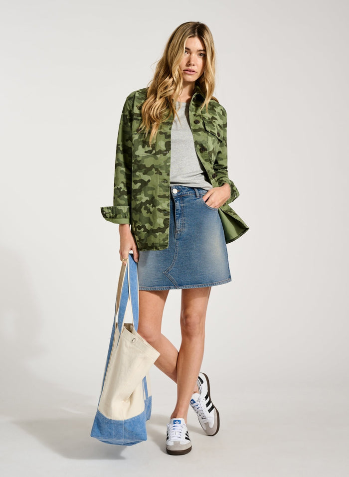 Liz Cotton Jacket - Khaki Camouflage Print Baukjen