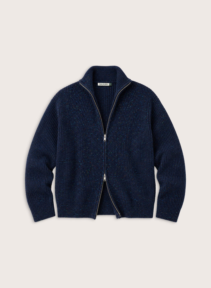 Lonnie Wool Blend Zip Cardigan - Navy Baukjen