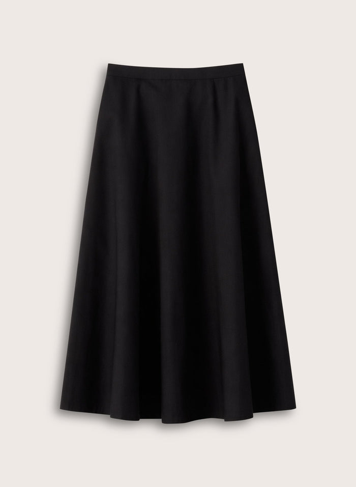 Loretta Organic Cotton Midi Skirt - Caviar Black Baukjen