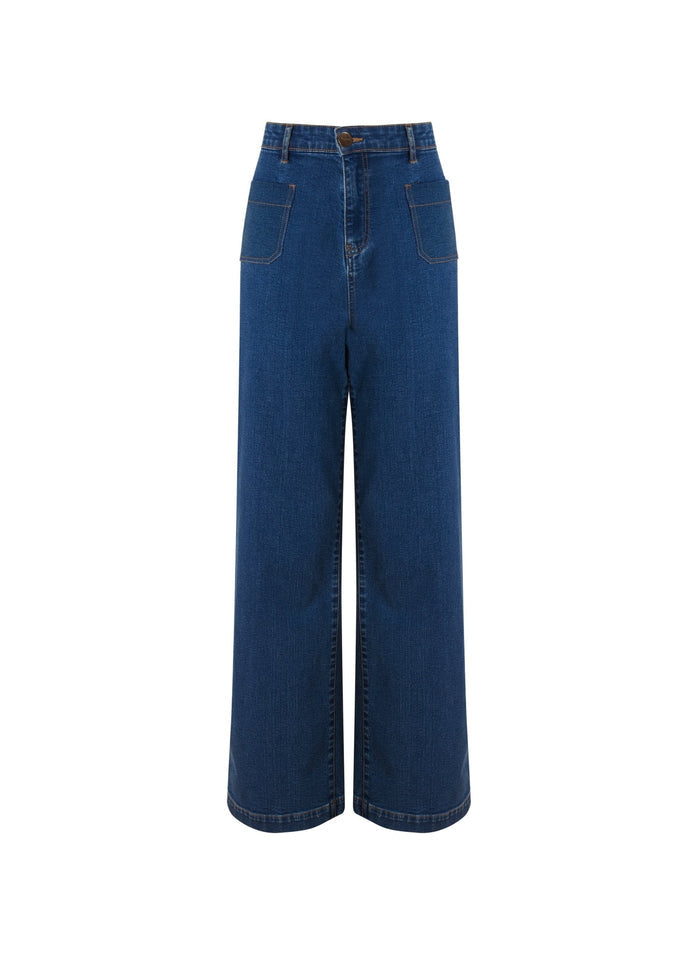 Lou Organic Cotton Stretch Jeans - Petite - Washed Indigo Baukjen
