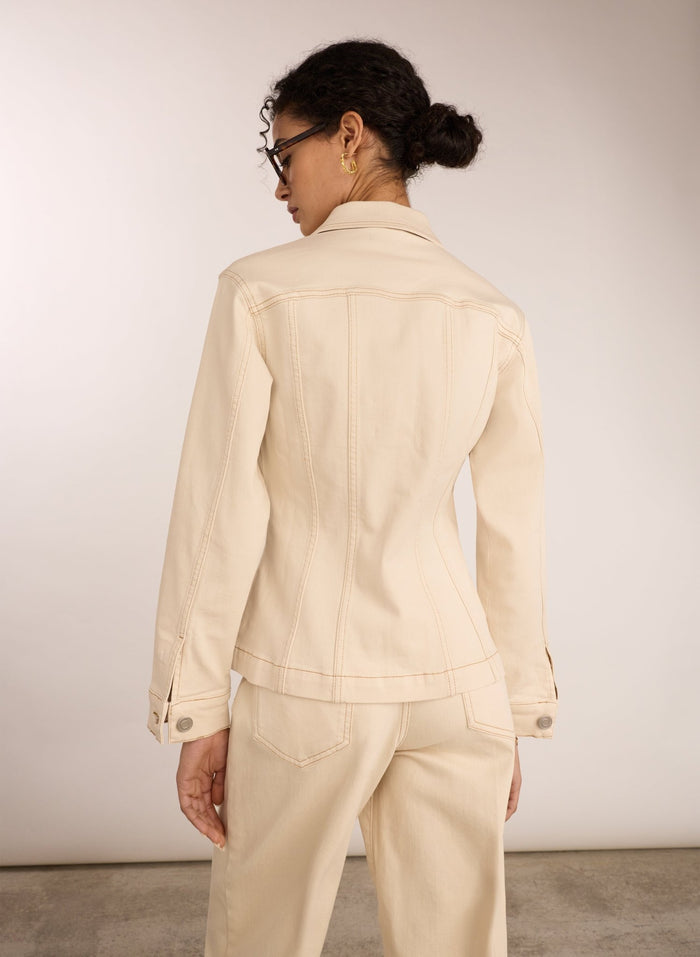 Louise Organic Cotton Waisted Denim Jacket - Ecru Baukjen