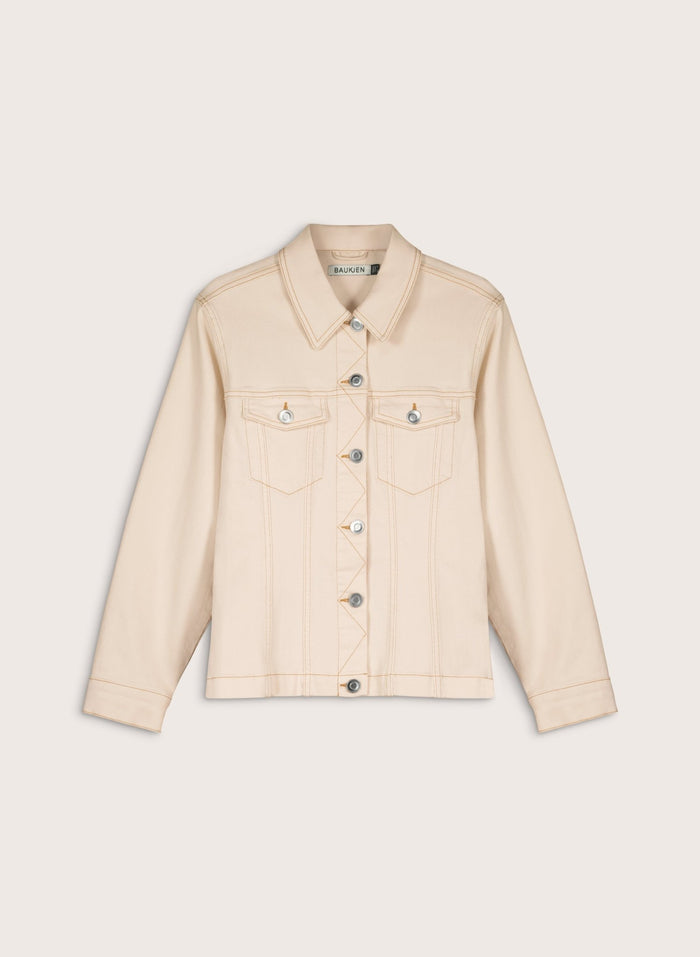 Louise Organic Cotton Waisted Denim Jacket - Ecru Baukjen