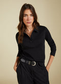 Luanne Organic Cotton Collar Top - Caviar Black Baukjen