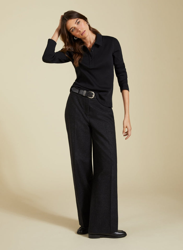 Luanne Organic Cotton Collar Top - Caviar Black Baukjen