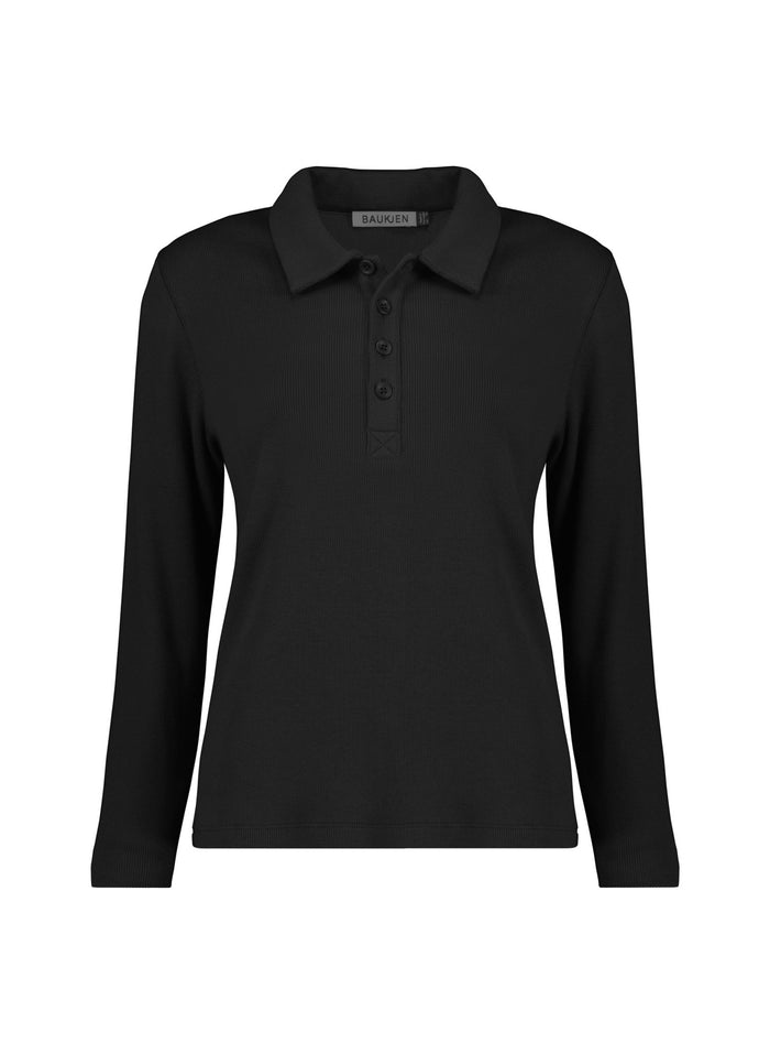 Luanne Organic Cotton Collar Top - Caviar Black Baukjen
