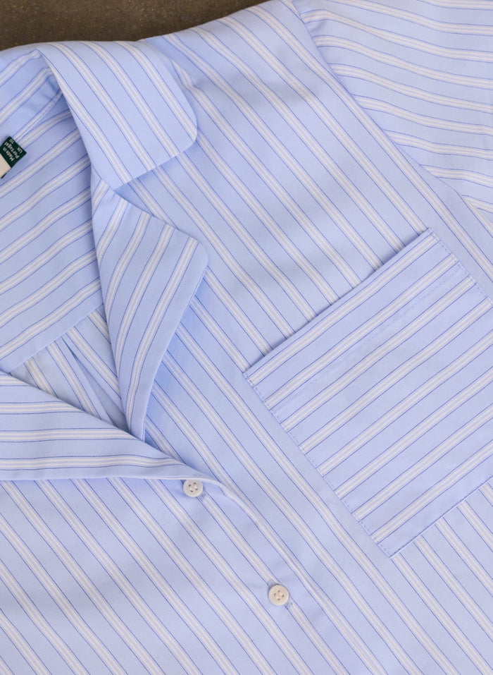 Lula Organic Cotton Stripe Pyjama Shirt - Blue & White Stripe Baukjen