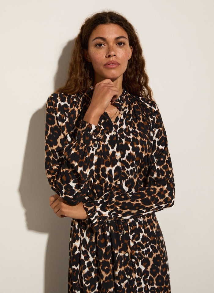 Luna Midi Dress - Brown Leopard Baukjen