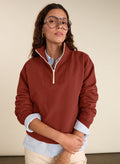 Maddox Organic Cotton Half Zip Sweatshirt - Terracotta Baukjen