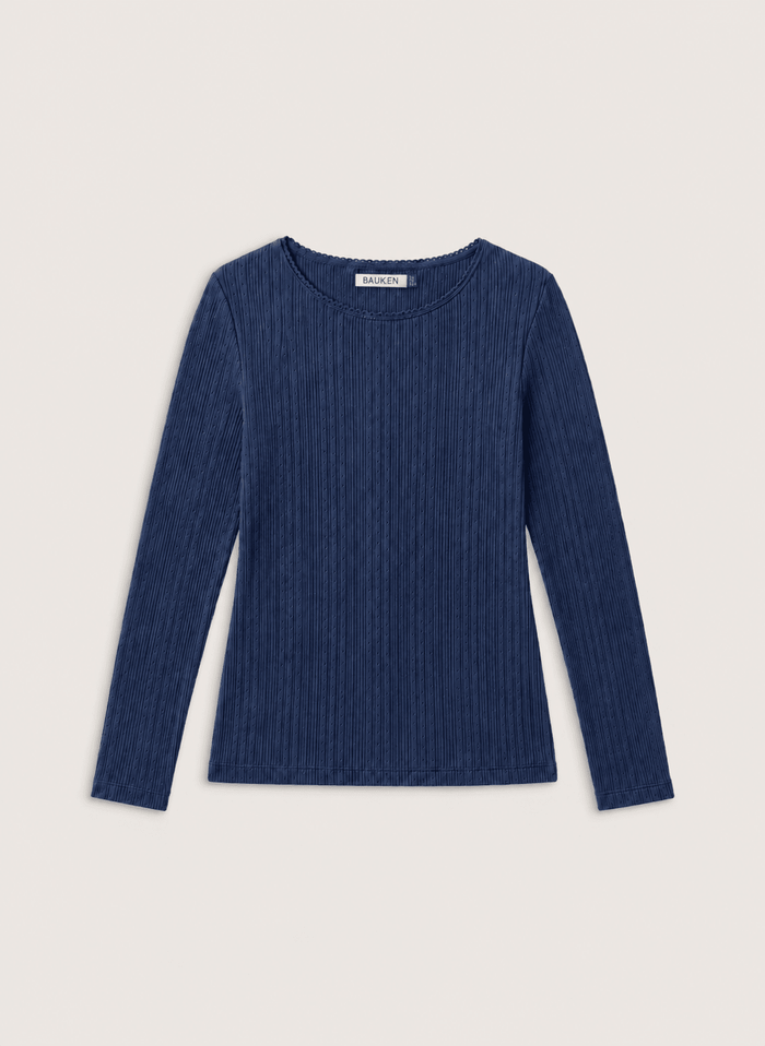 Maeva Ribbed Long Sleeve Top - Deep Indigo Baukjen