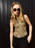 Maggie Printed Sleeveless Smocked Top - Sandstone Leopard Baukjen