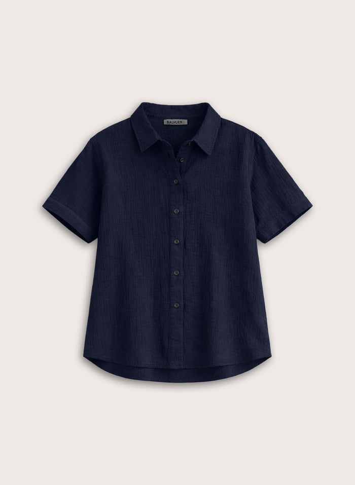 Mahalia Organic Cheesecloth Shirt - Deep Indigo Baukjen