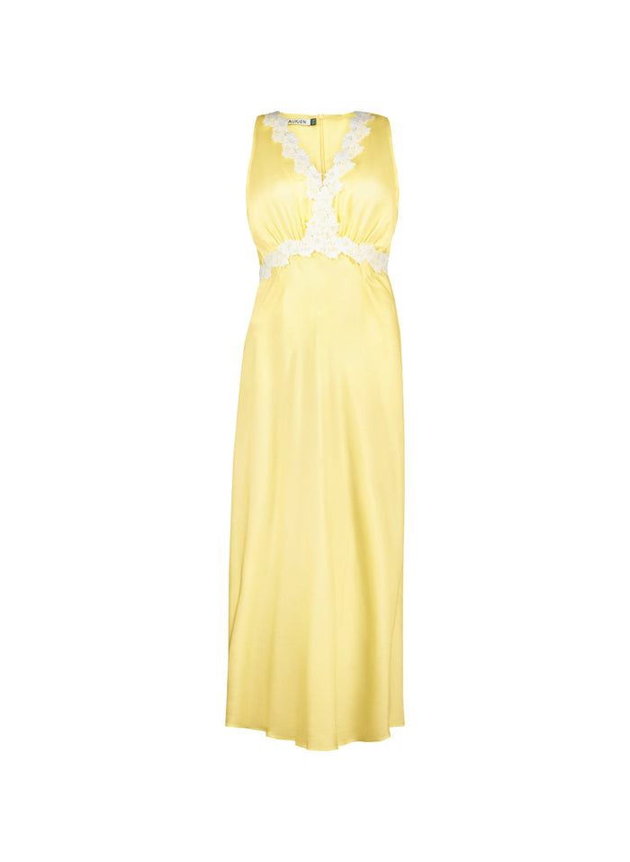 Marcella Satin Midi Dress - Butter Yellow Baukjen